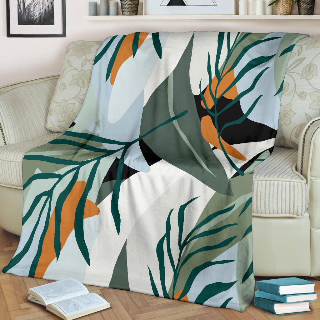 Jungle Leaves Nature Green Art Premium Blanket - Top Content | POD Collection | Free Shipping