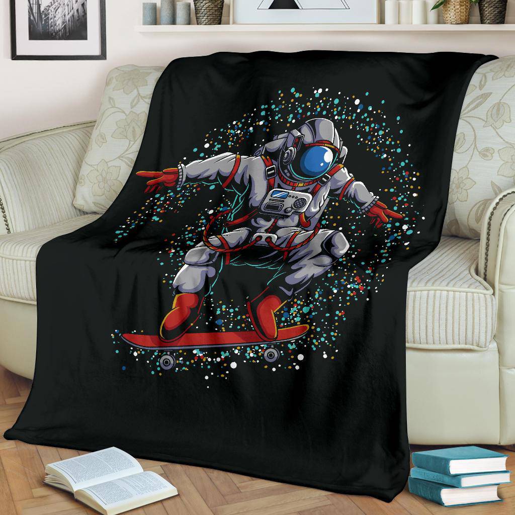 Premium Blanket Astronaut Skateboard Outer Space Galaxy - Top Content | POD Collection | Free Shipping