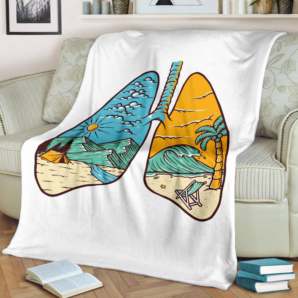 Natural Beach Camping Inside Lung Illustration Premium Blanket - Top Content | POD Collection | Free Shipping