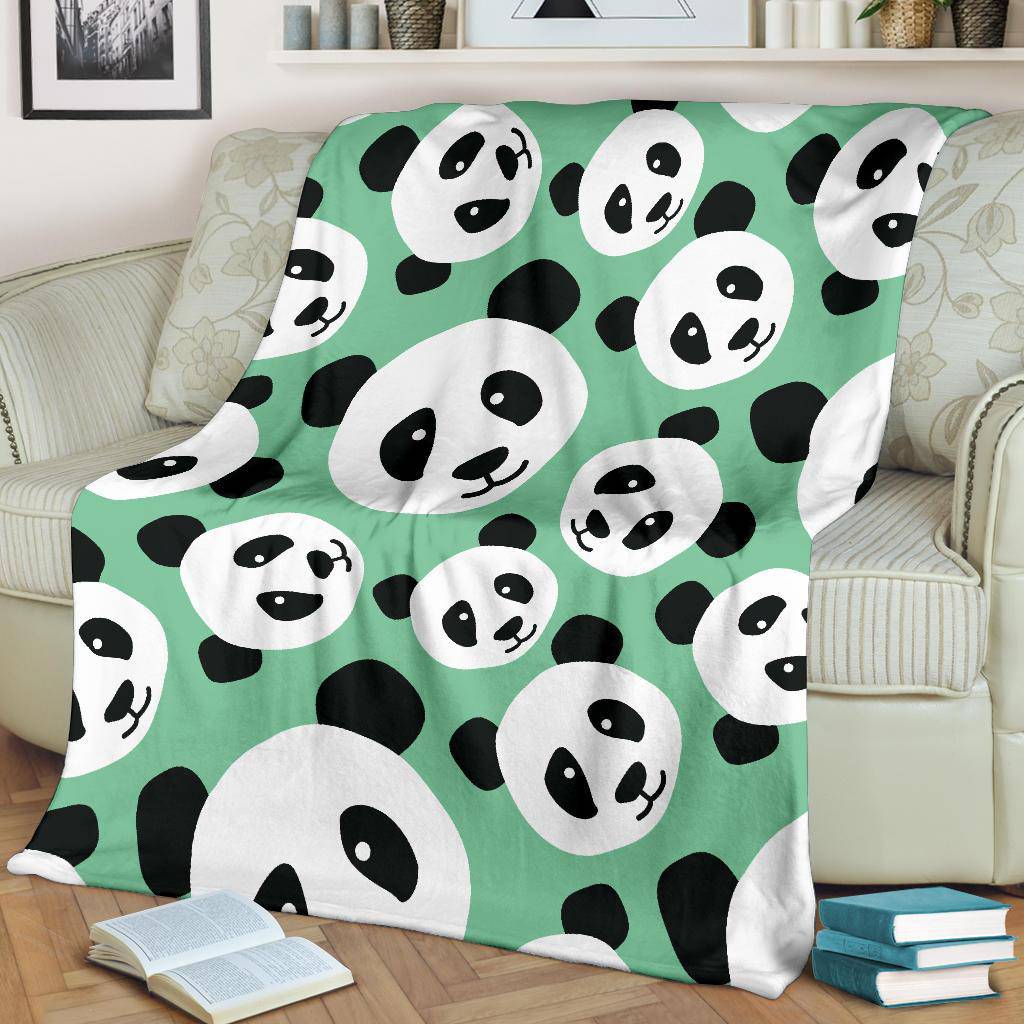 Cute Panda Head Green Premium Blanket - Top Content | POD Collection | Free Shipping