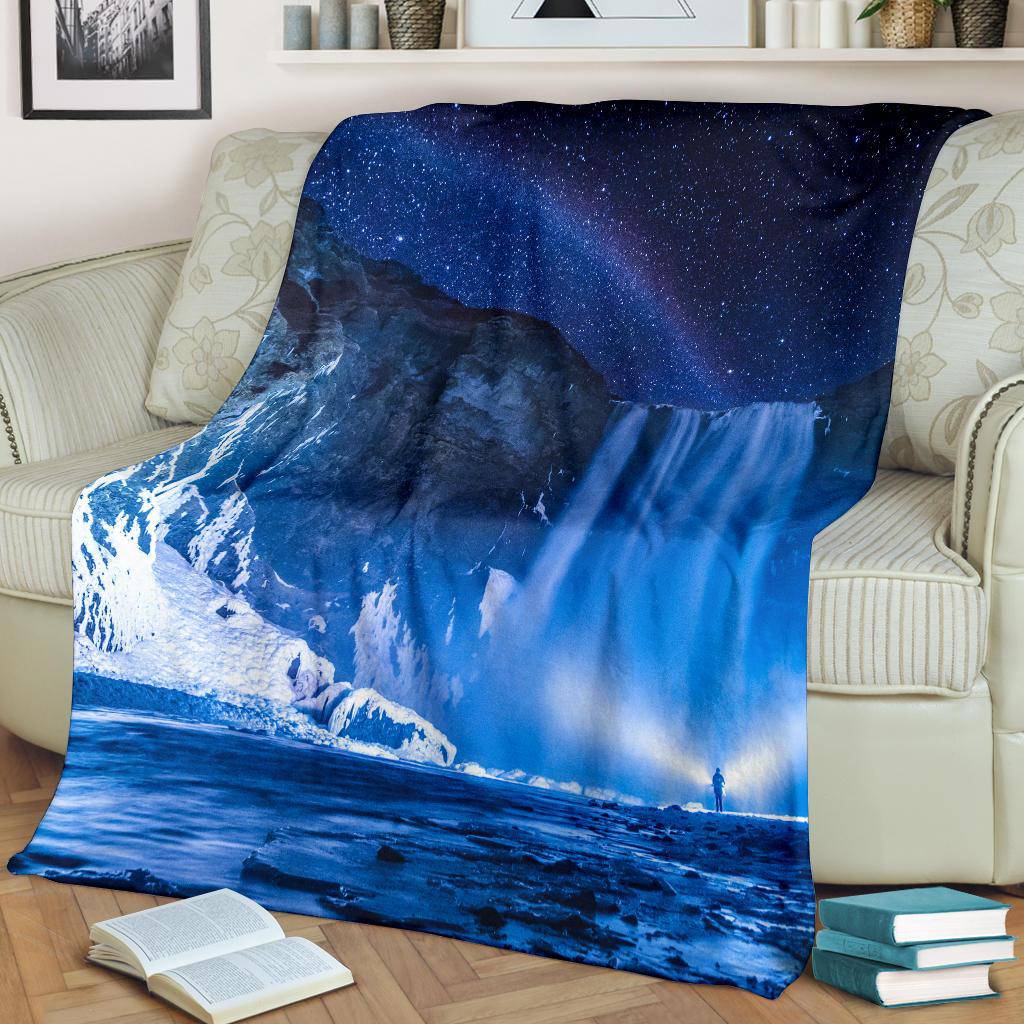 Nightsky Stars Blue Waterfall Premium Blanket - Top Content | POD Collection | Free Shipping