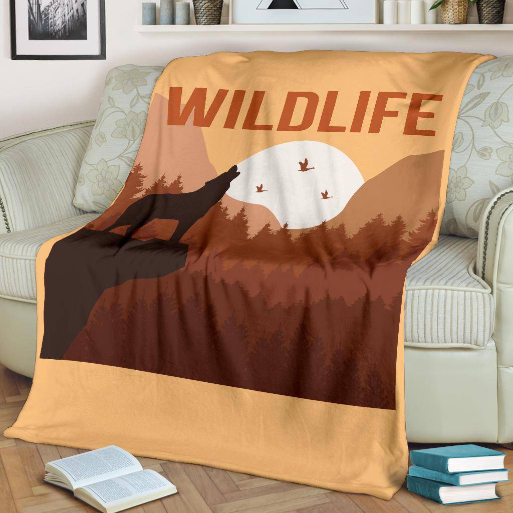 Wild Life Wolf Howling Premium Blanket - Top Content | POD Collection | Free Shipping