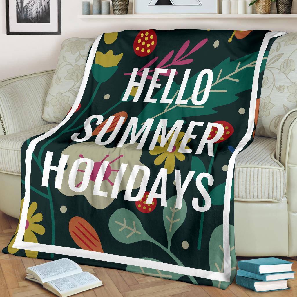 Hello Summer Holidays Floral Premium Blanket - Top Content | POD Collection | Free Shipping