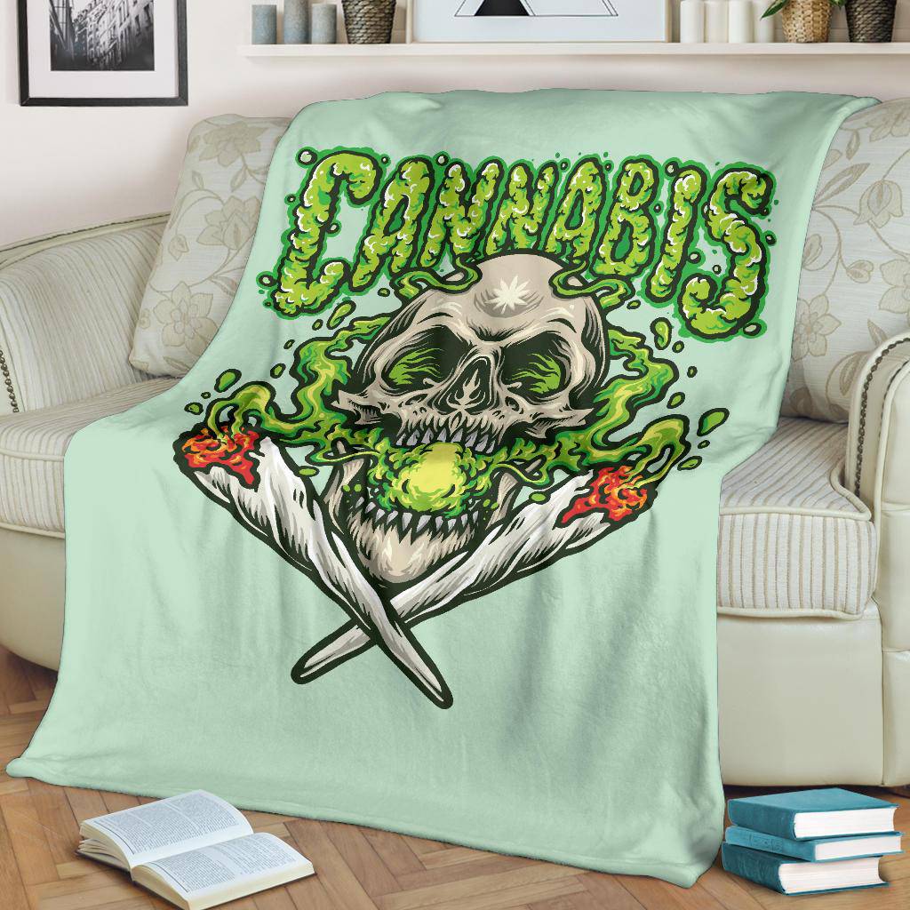 Skull Smoking Cannabis Joint Premium Blanket - Top Content | POD Collection | Free Shipping