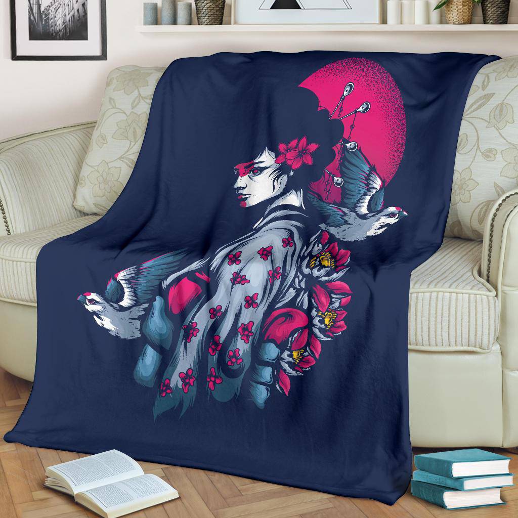 Beautiful Geisha Japanese Art Illustration Premium Blanket - Top Content | POD Collection | Free Shipping