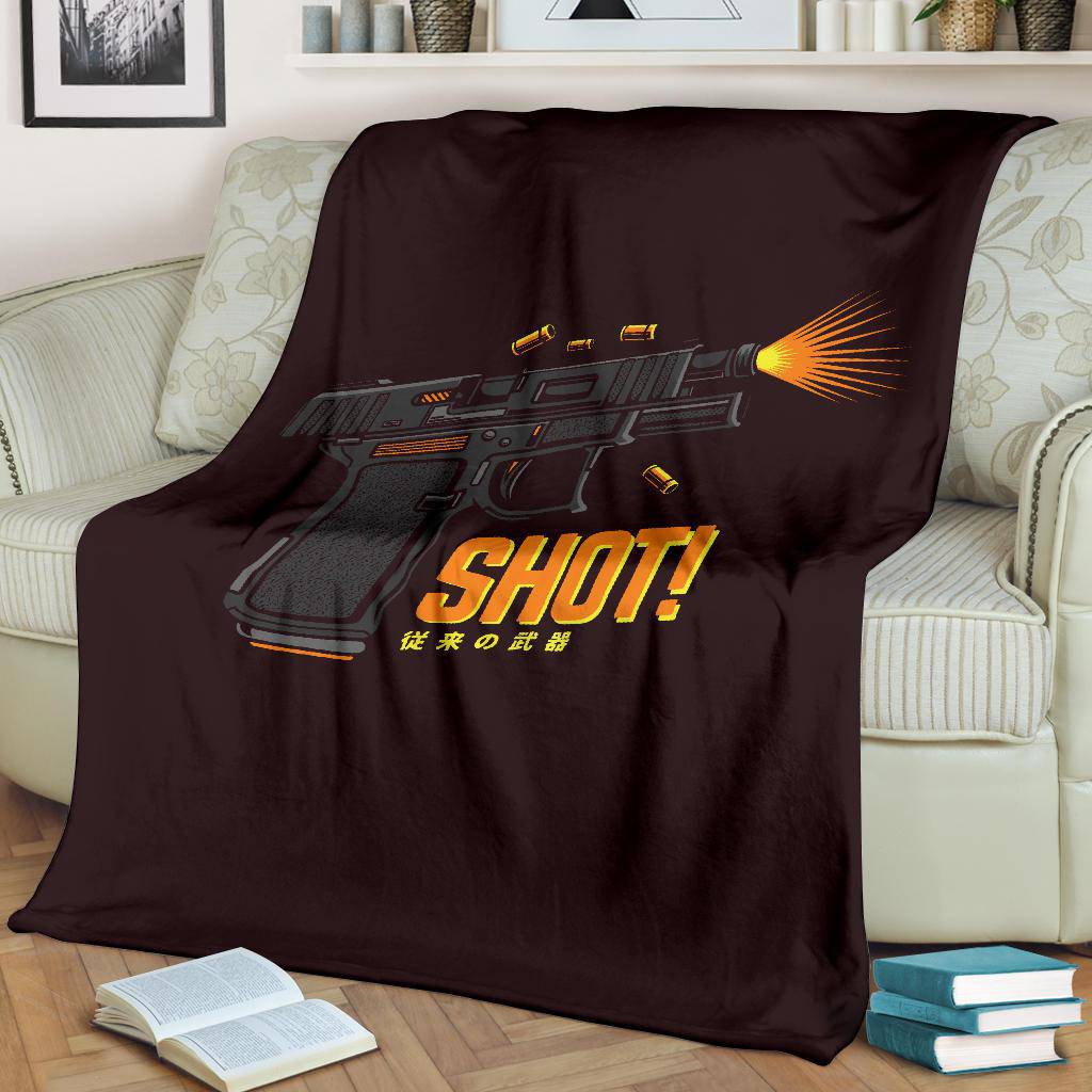 Premium Blanket Gun Pistol Cartoon Shots Fired Background - Top Content | POD Collection | Free Shipping