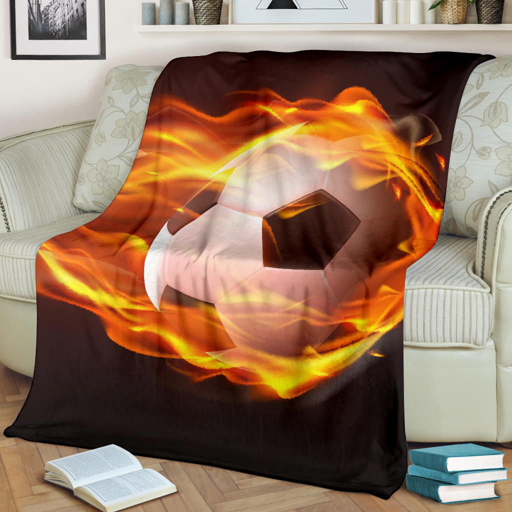 football ball flying flames realistic blanket - Top Content | POD Collection | Free Shipping