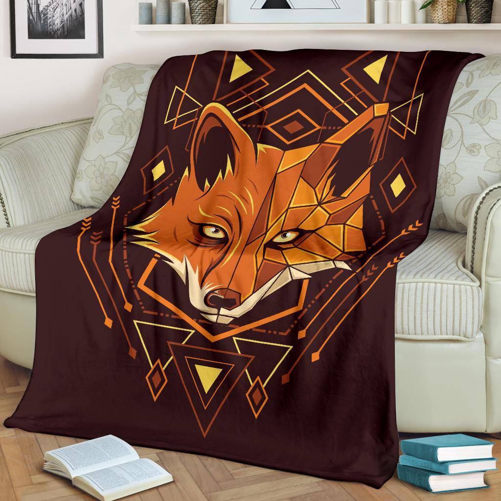 Ornamental Art Fox Head Geometry Premium Blanket - Top Content | POD Collection | Free Shipping