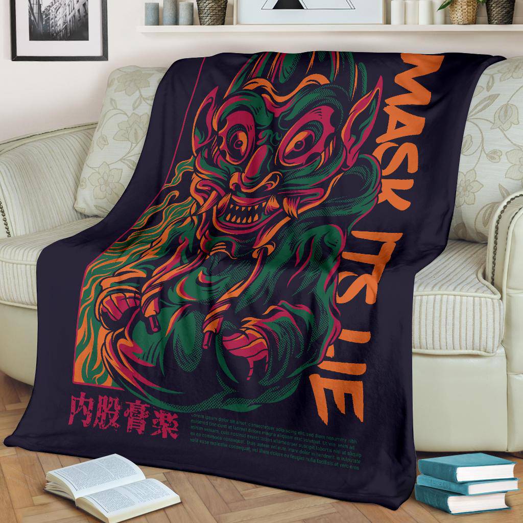 Mask Its A Lie Japanese Art Premium Blanket - Top Content | POD Collection | Free Shipping