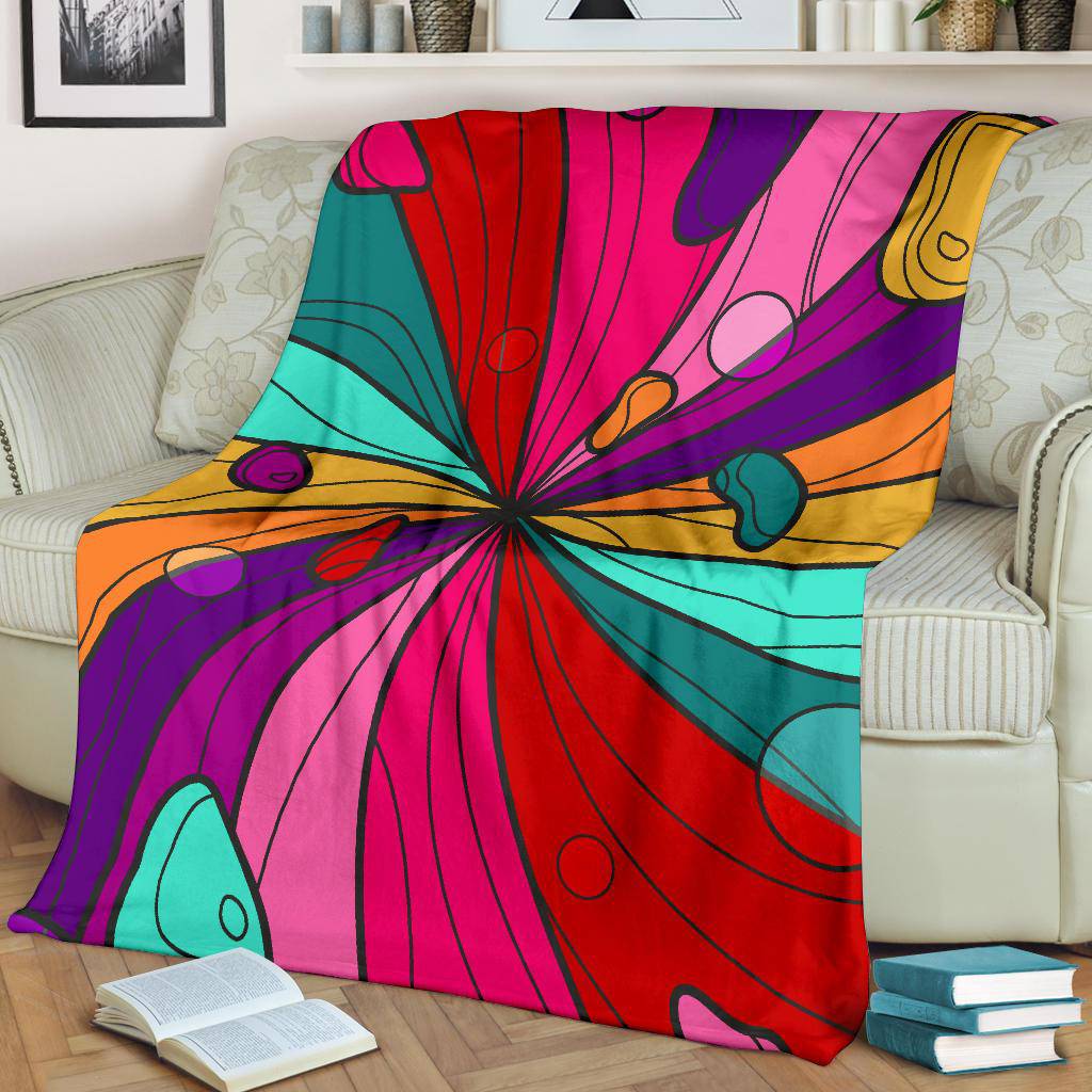 Hand Drawn Colourful Vivid Groovy Background Premium Blanket - Top Content | POD Collection | Free Shipping