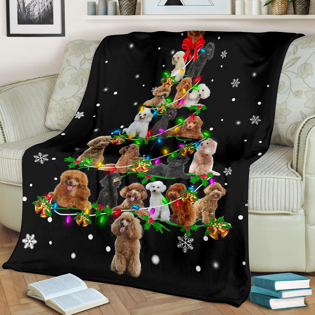 Poodle Christmas Tree Blanket