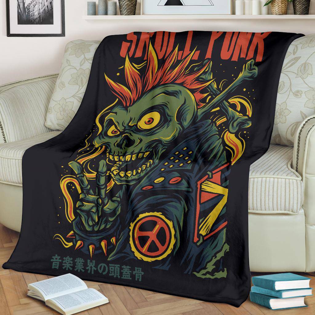 Skull Punk Funny Art Cartoon Premium Blanket - Top Content | POD Collection | Free Shipping