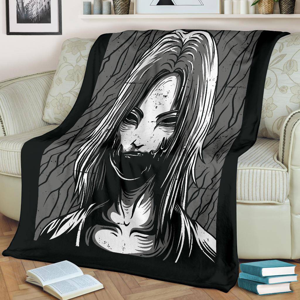 Premium Blanket Pretty Scary Slayer Black And White Drawing - Top Content | POD Collection | Free Shipping