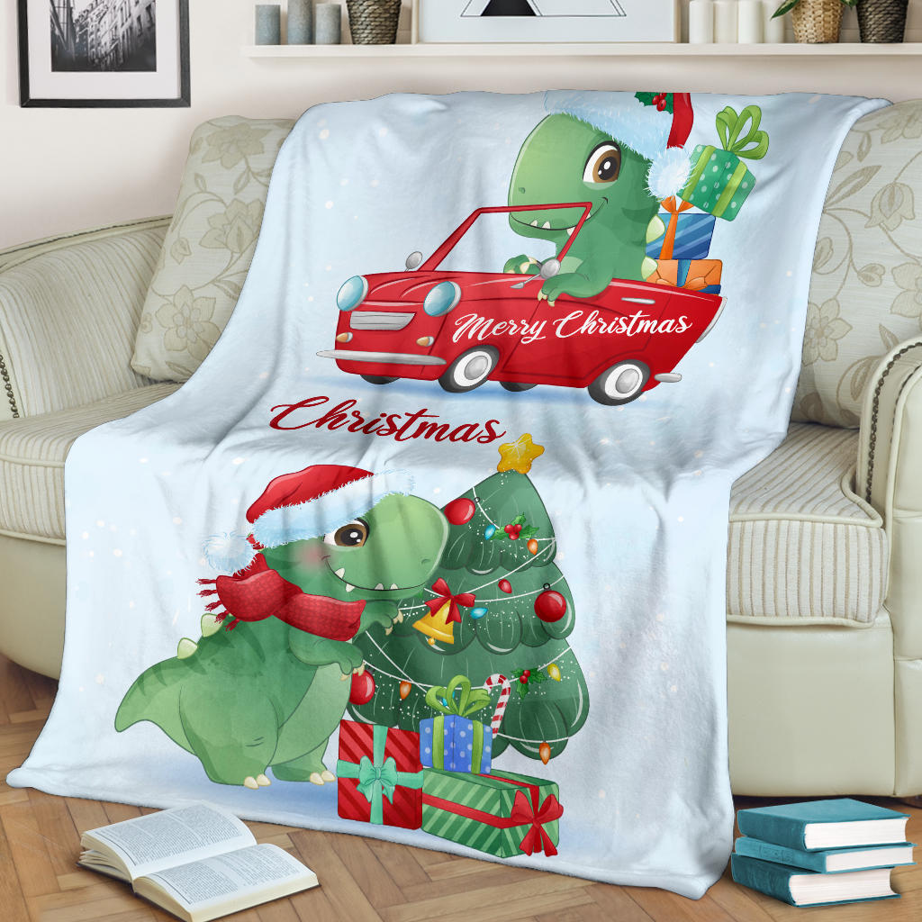 cute christmas dinosaurs as a present blanket - Top Content | POD Collection | Free Shipping