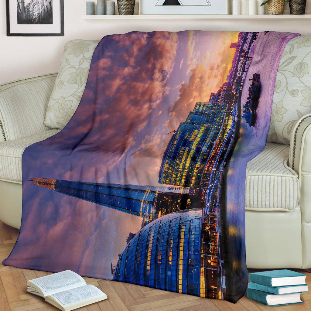 Sunset London City UK Lights Premium Blanket - Top Content | POD Collection | Free Shipping