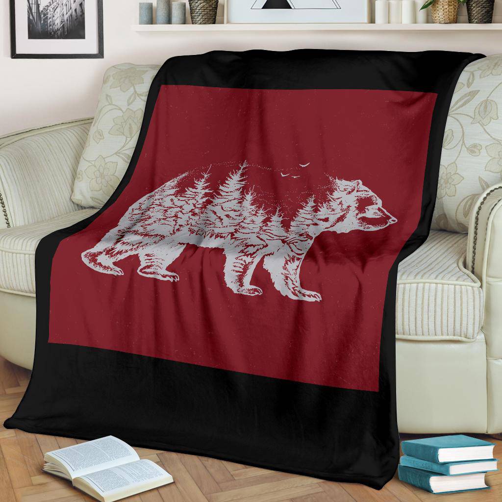 Hand Drawn Bear Nature Exposure Premium Blanket - Top Content | POD Collection | Free Shipping