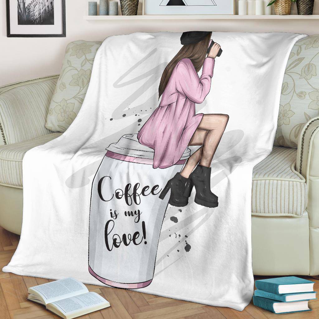 Beautiful Girl Coffee is my love cup Premium Blanket - Top Content | POD Collection | Free Shipping