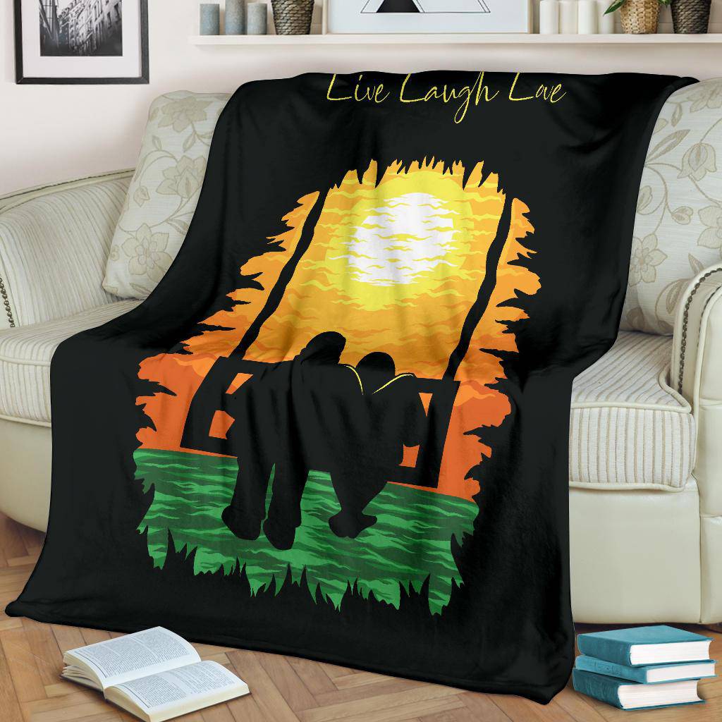 Couple Silhouette, Love Live Laugh, Cartoon Premium Blanket - Top Content | POD Collection | Free Shipping