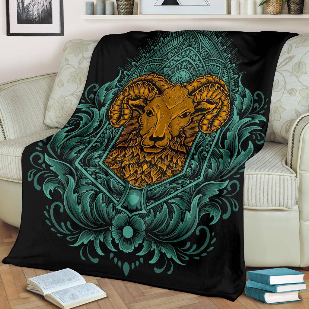 Sheep Head With Vintage Ornaments Premium Blanket - Top Content | POD Collection | Free Shipping