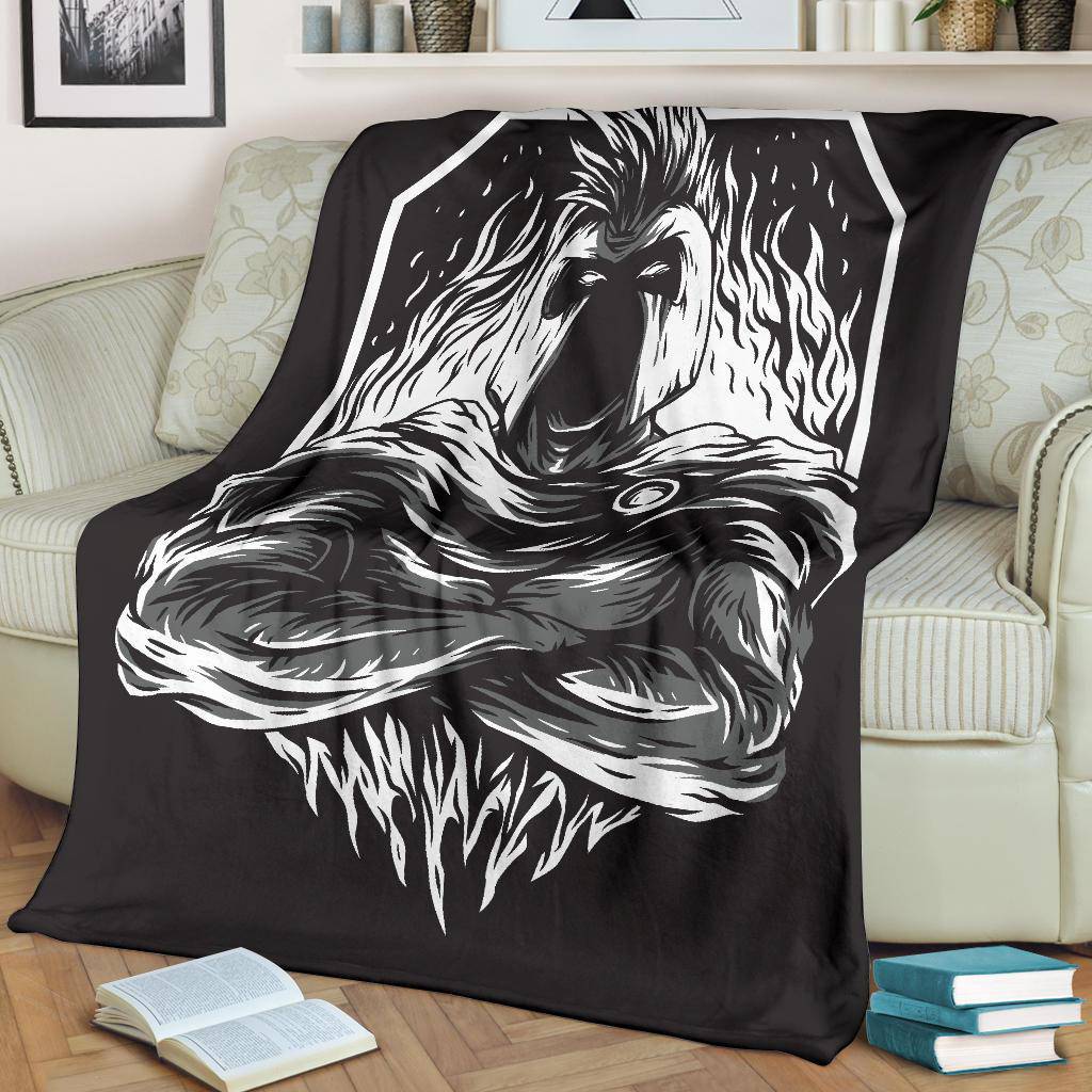 Super Spartan Drawing Art B&W Premium Blanket - Top Content | POD Collection | Free Shipping