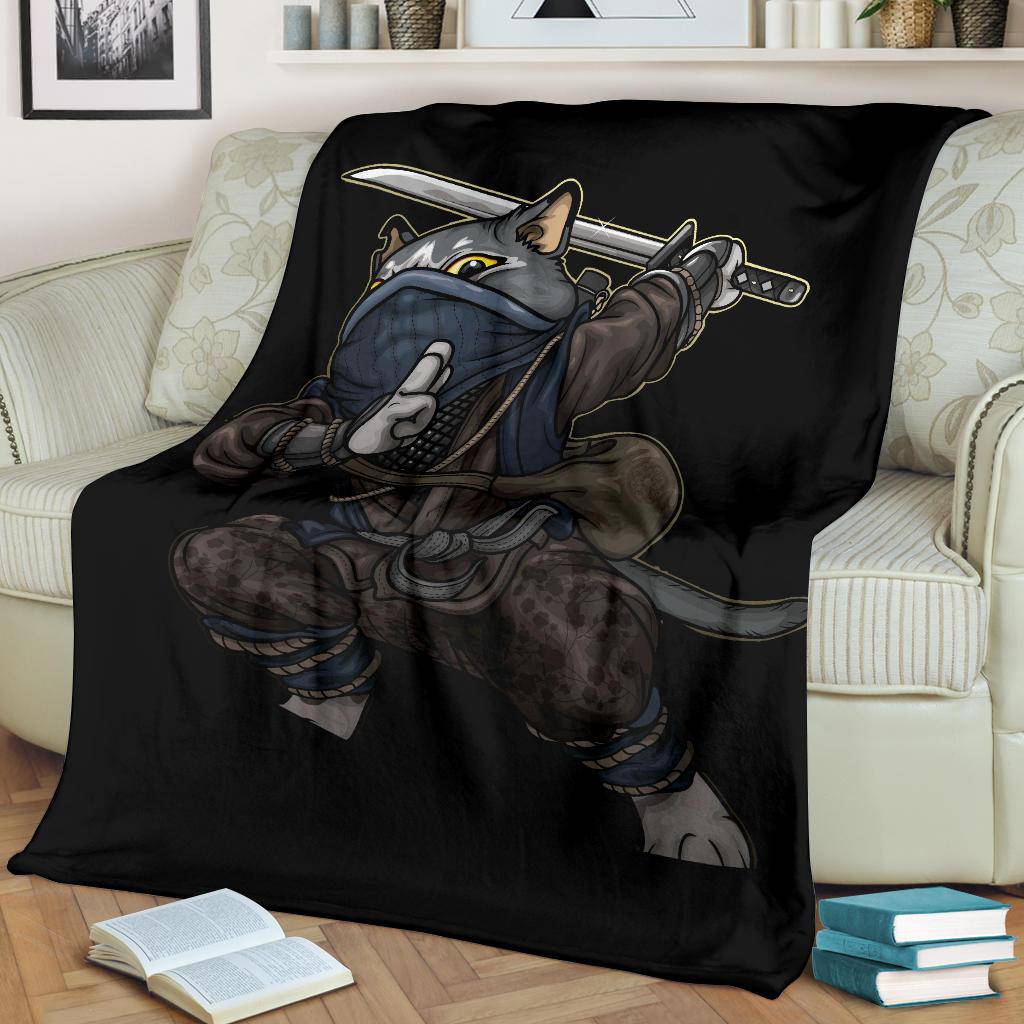 Ninja Cat Spy Sword Premium Blanket - Top Content | POD Collection | Free Shipping