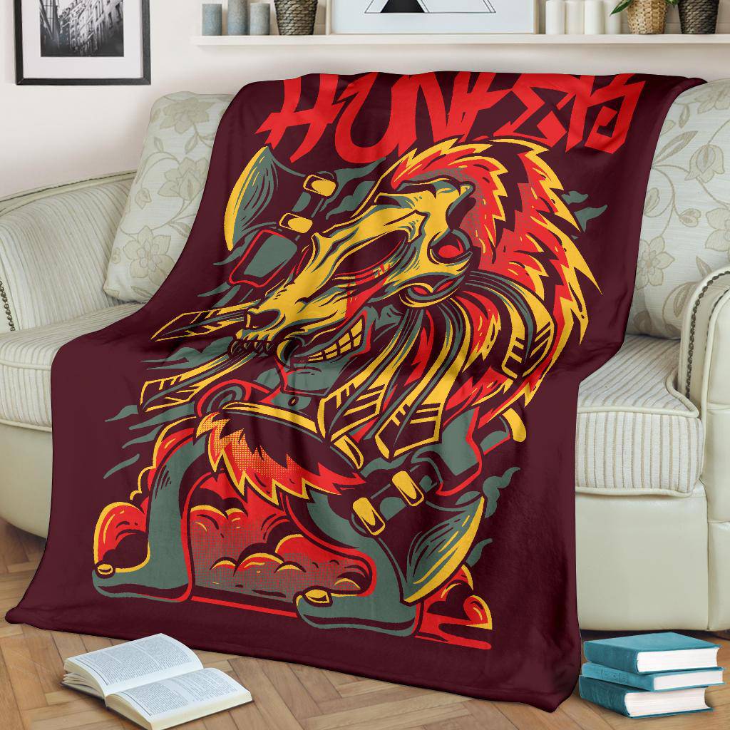 Premium Blanket Cartoon Was Born To Be Hunter - Top Content | POD Collection | Free Shipping