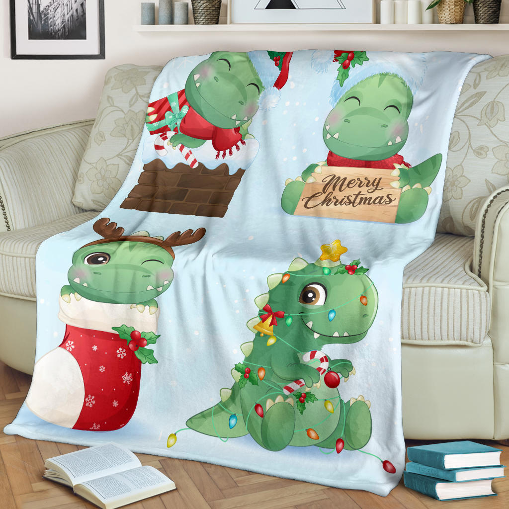 cute dinosaurs merry christmas theme blanket - Top Content | POD Collection | Free Shipping