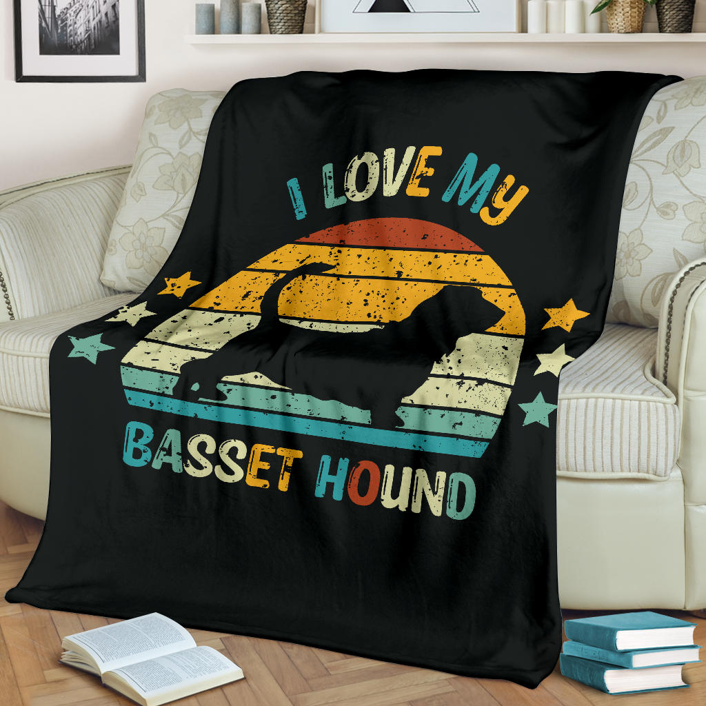 Basset Hound Blanket, Basset Hound Retro Blanket, Basset Hound Throw Blanket, Basset Hound Gifts