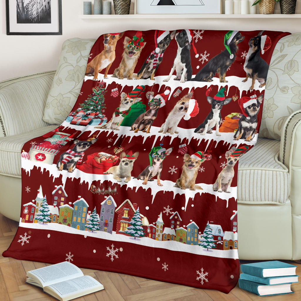 Chihuahua Snow Christmas Blanket