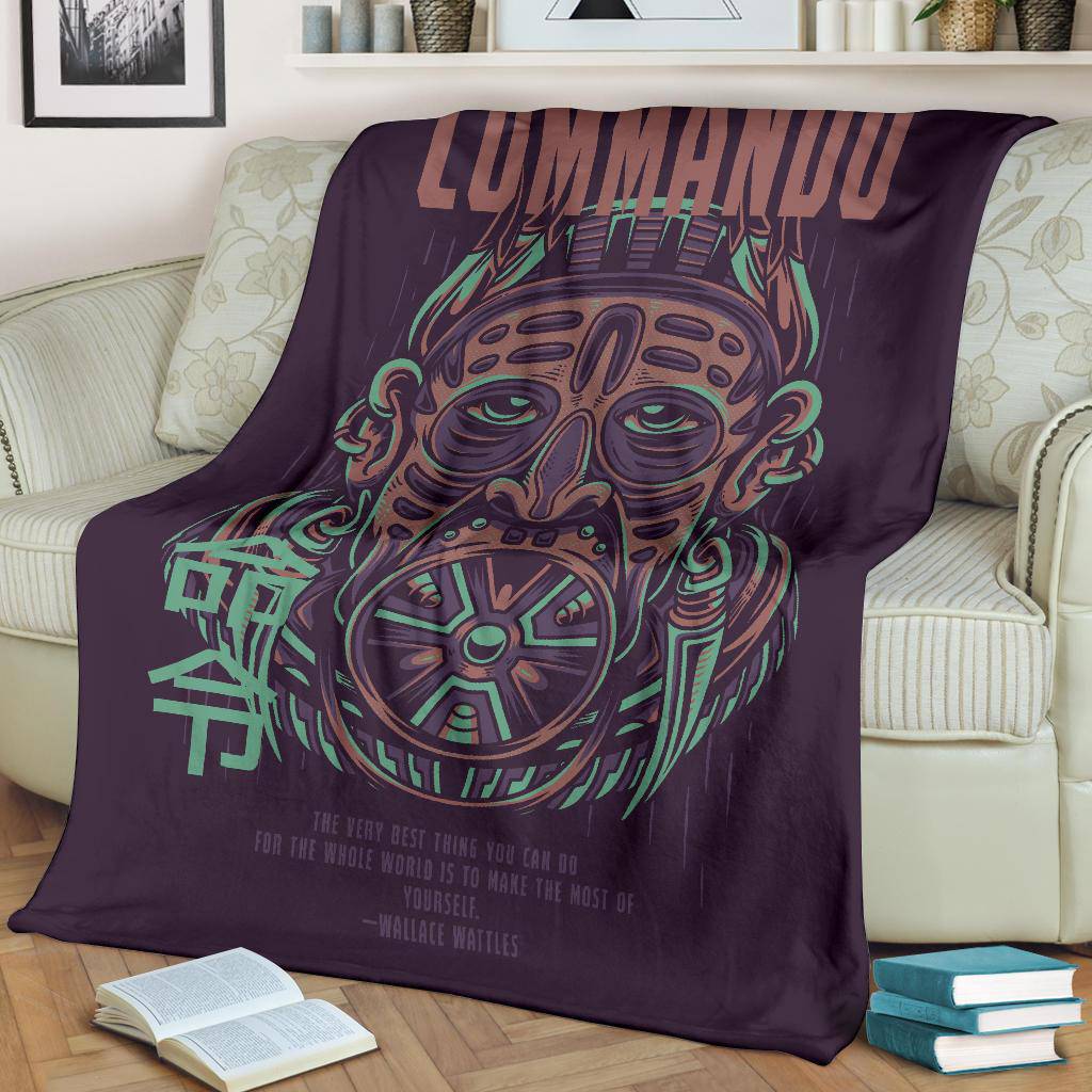 Commando Art Cartoon with Quoute Premium Blanket - Top Content | POD Collection | Free Shipping