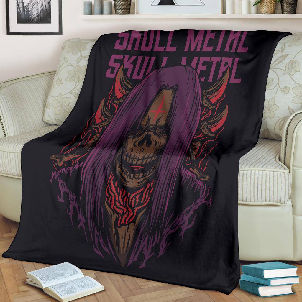 Skull Metal Funny Art Cartoon Premium Blanket - Top Content | POD Collection | Free Shipping