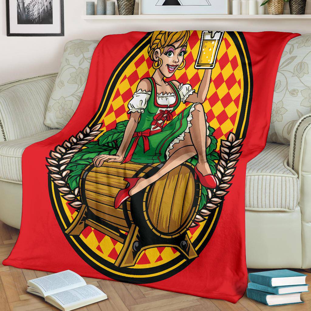 Oktoberfest Sexy Woman with Beer in Her Hand Premium Blanket - Top Content | POD Collection | Free Shipping