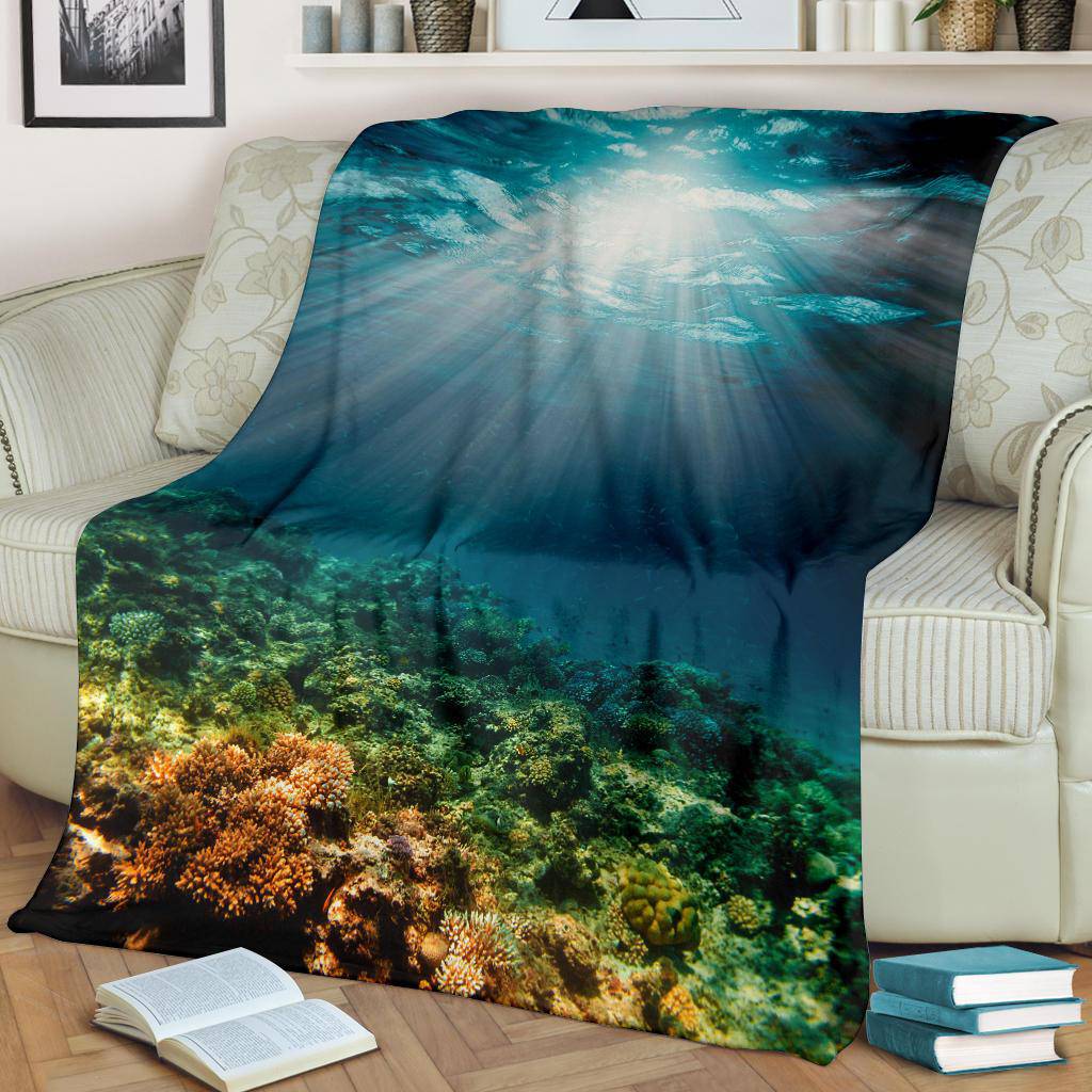 Underwater Coral Reef Sunshine Sea Fishes Premium Blanket - Top Content | POD Collection | Free Shipping