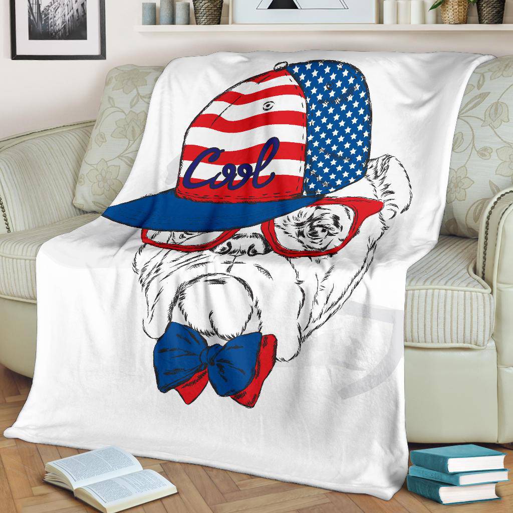 Stylish Snapback American Dog Premium Blanket - Top Content | POD Collection | Free Shipping