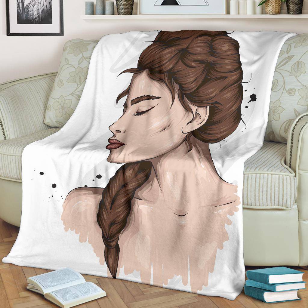 Beautiful Braid Girl Cartoon Premium Blanket - Top Content | POD Collection | Free Shipping