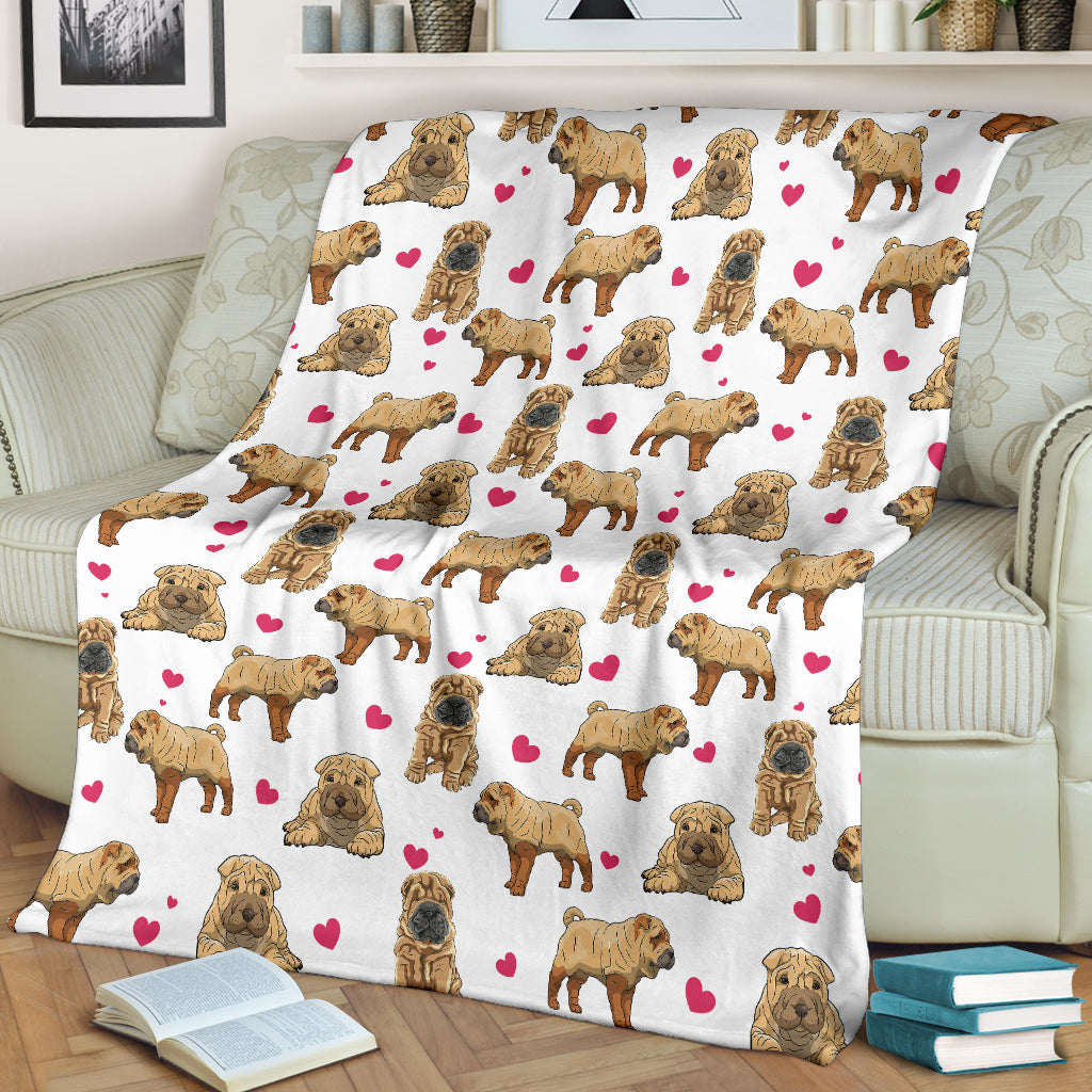 Shar Pei Heart Blanket