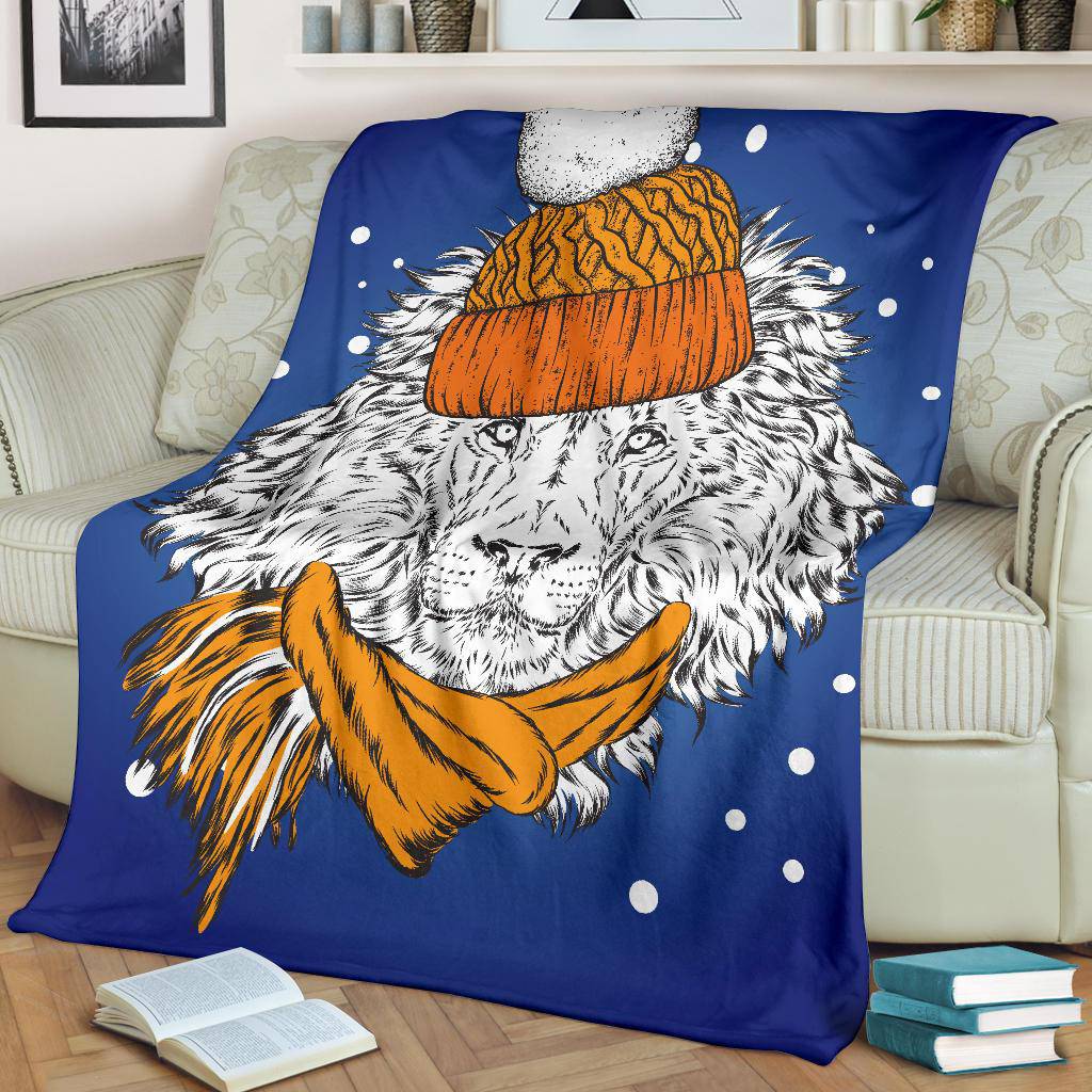 Stylish Winter Lion Cartoon Premium Blanket - Top Content | POD Collection | Free Shipping