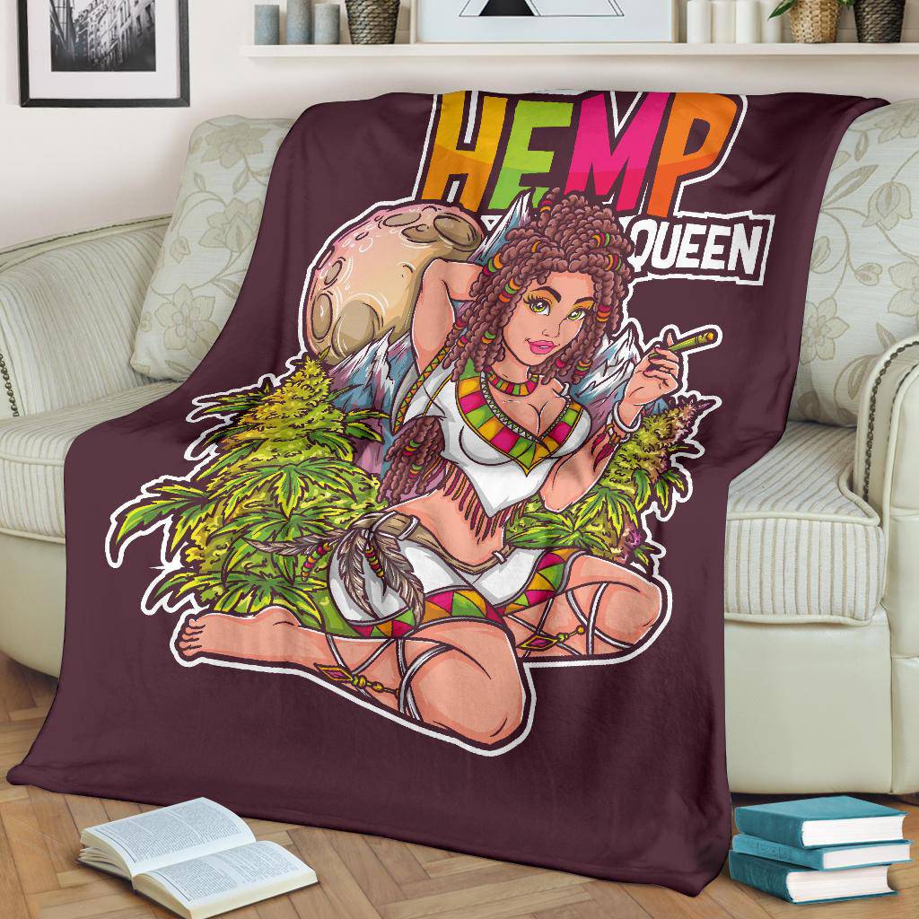 Sexy Woman Smoking Cannabis Weed Hemp Queen Premium Blanket - Top Content | POD Collection | Free Shipping