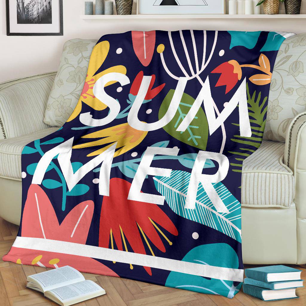 Summer Vibe, Colorful Floral Background Premium Blanket - Top Content | POD Collection | Free Shipping