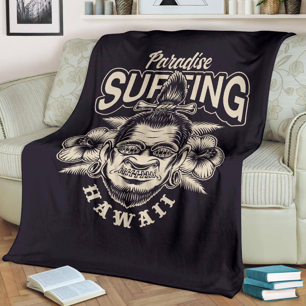 Surfing Paradise Hawaii Cartoon Style Premium Blanket - Top Content | POD Collection | Free Shipping