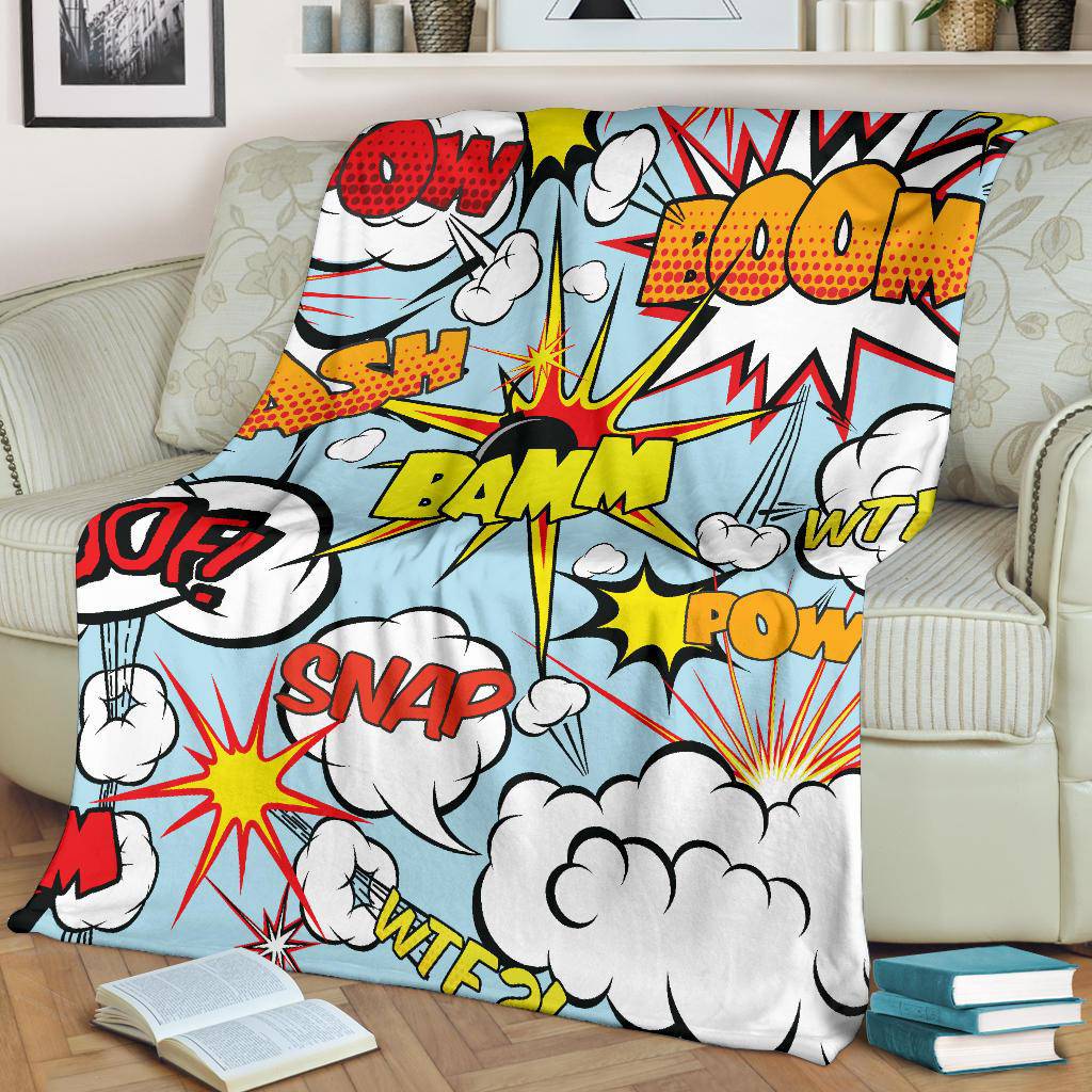 Comic Speech Reactions Bubble Premium Blanket - Top Content | POD Collection | Free Shipping