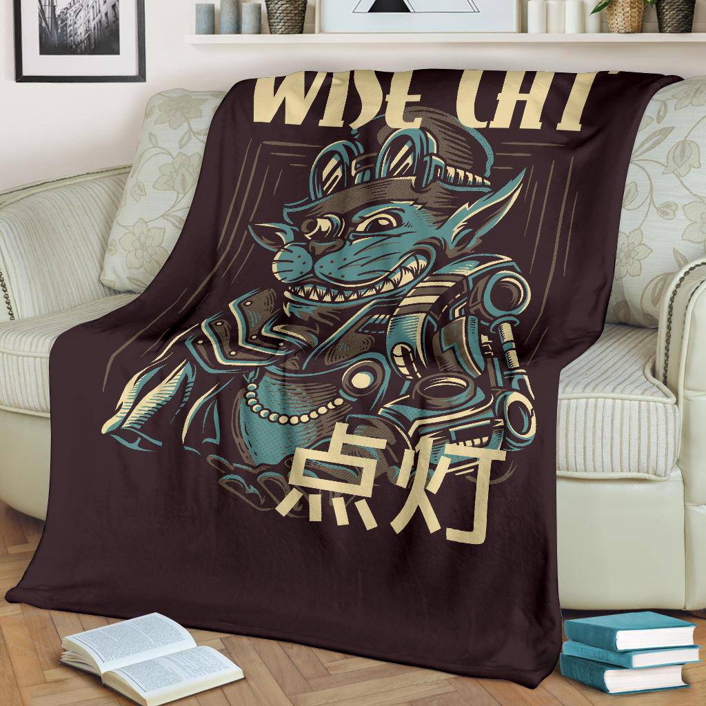 Premium Blanket Wise Cat Funny Art Cartoon - Top Content | POD Collection | Free Shipping