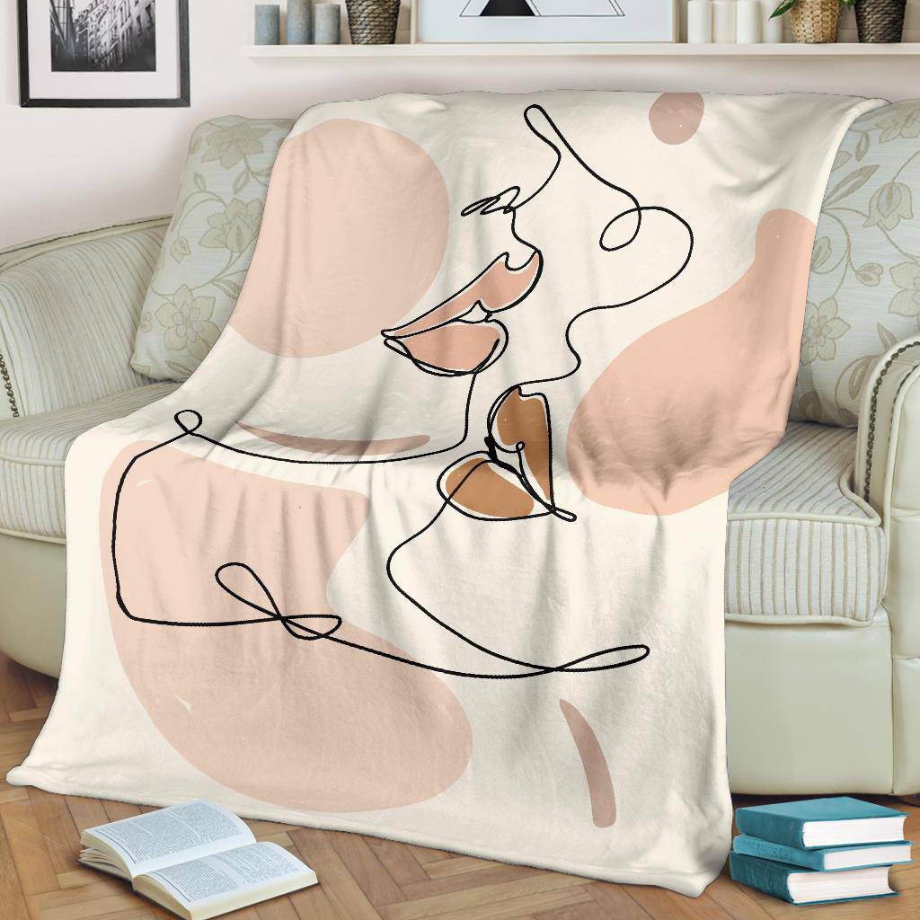 Abstract Beige Woman Lips Art Premium Blanket - Top Content | POD Collection | Free Shipping