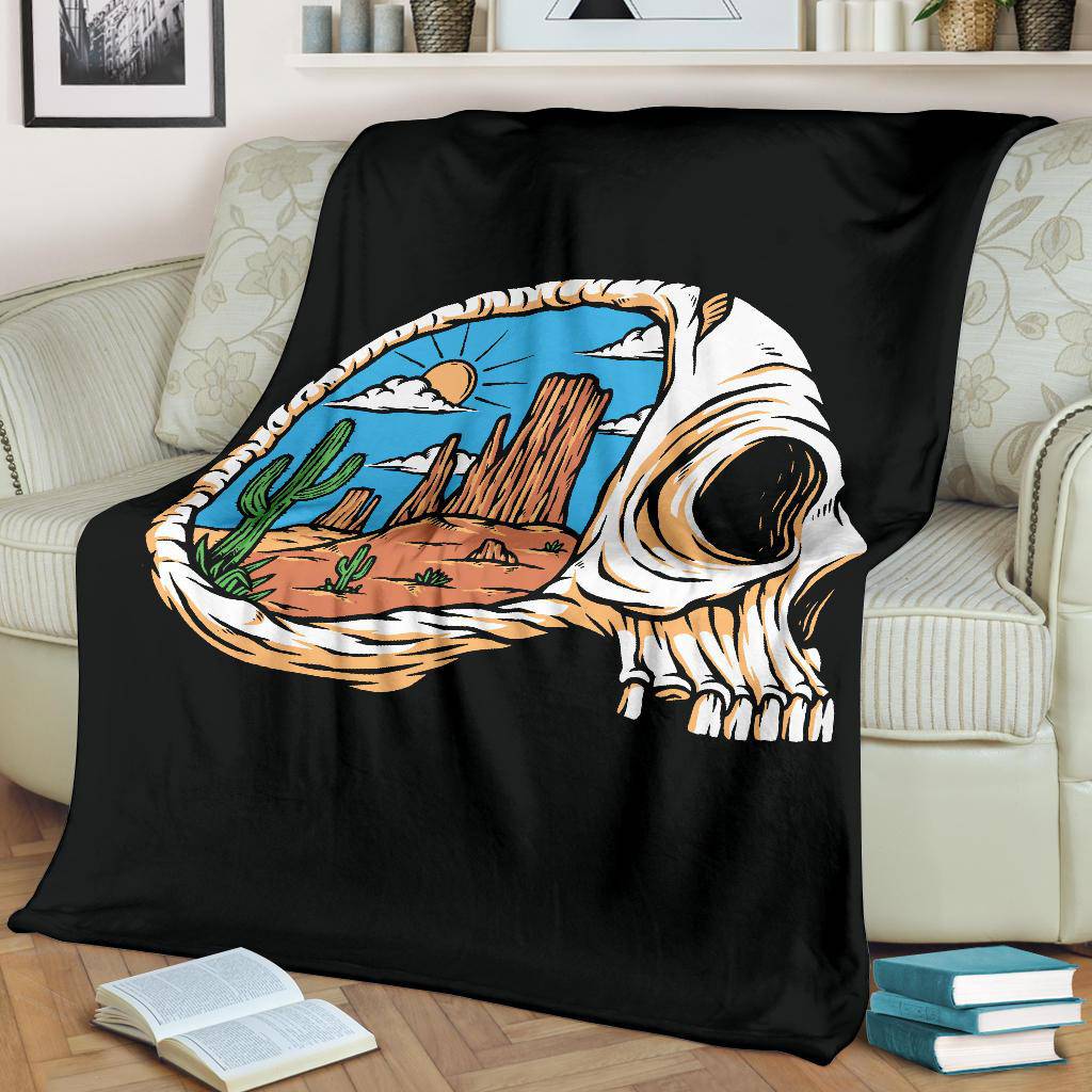 Skull Head Desert Views In My Mind Cartoon Premium Blanket - Top Content | POD Collection | Free Shipping