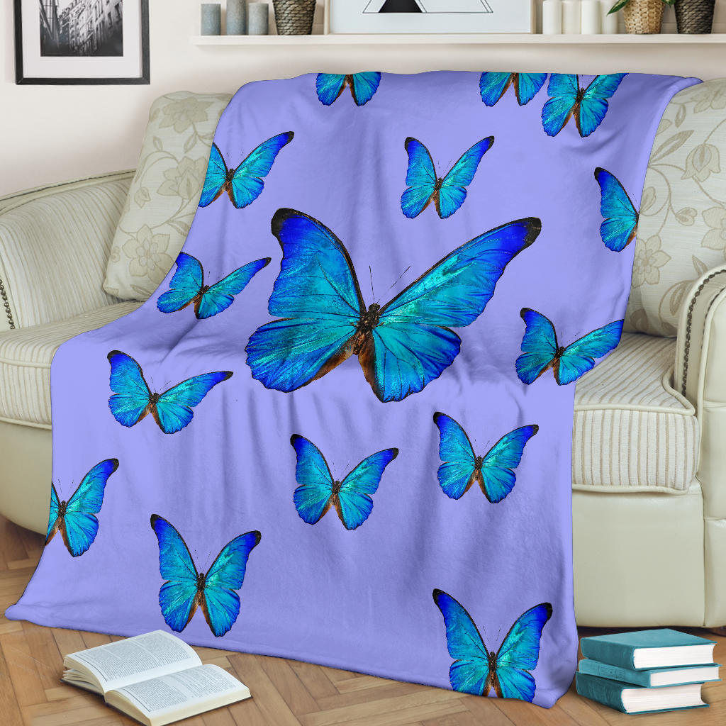 beautiful blue butterflies purple blanket - Top Content | POD Collection | Free Shipping