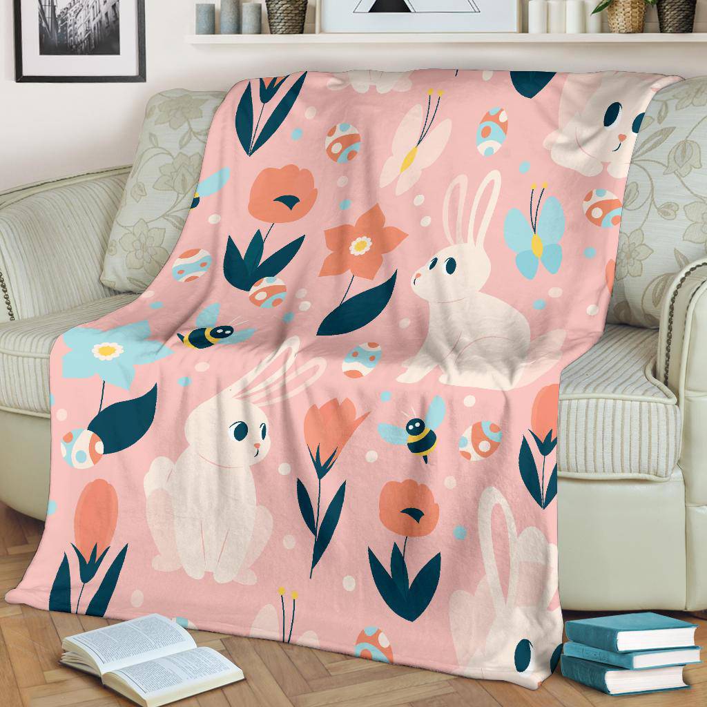 Cute Easter Bunny Spring Colours Cartoon Premium Blanket - Top Content | POD Collection | Free Shipping