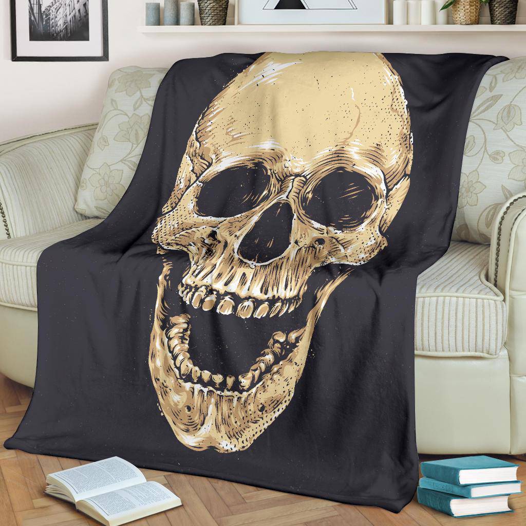 Realistic Skull Hand Drawn Art Cartoon Premium Blanket - Top Content | POD Collection | Free Shipping