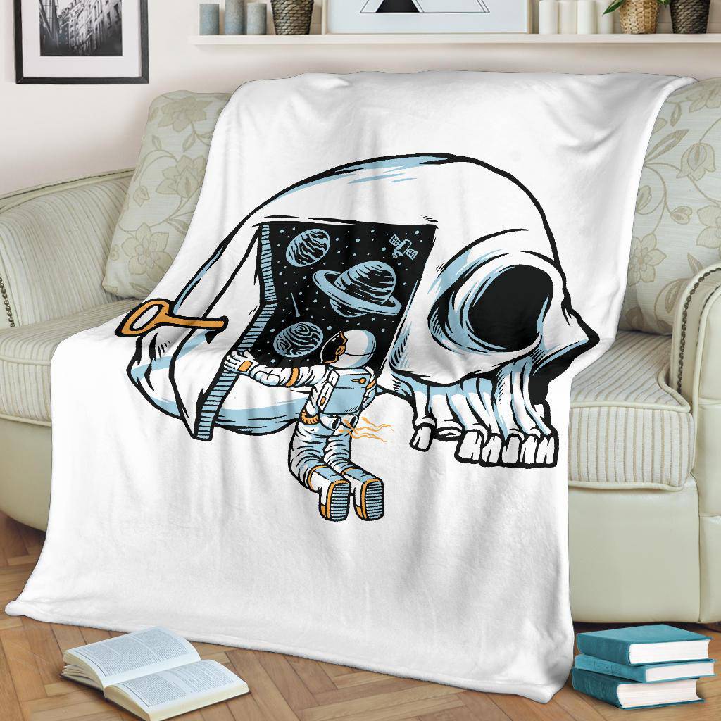 Premium Blanket Skull Astronaut Opening Universe Door - Top Content | POD Collection | Free Shipping