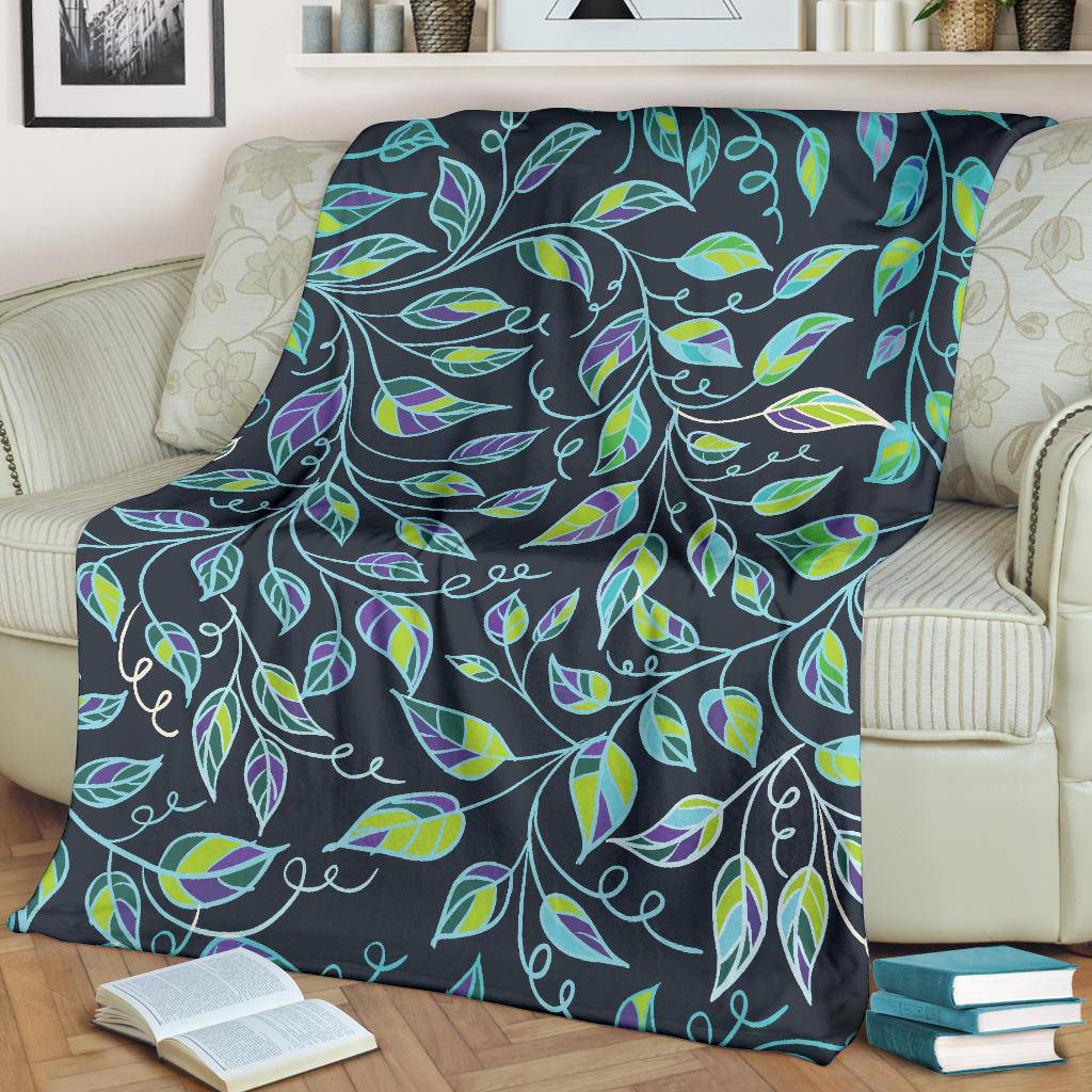 Nature Blue Green Leaves Plant Premium Blanket - Top Content | POD Collection | Free Shipping