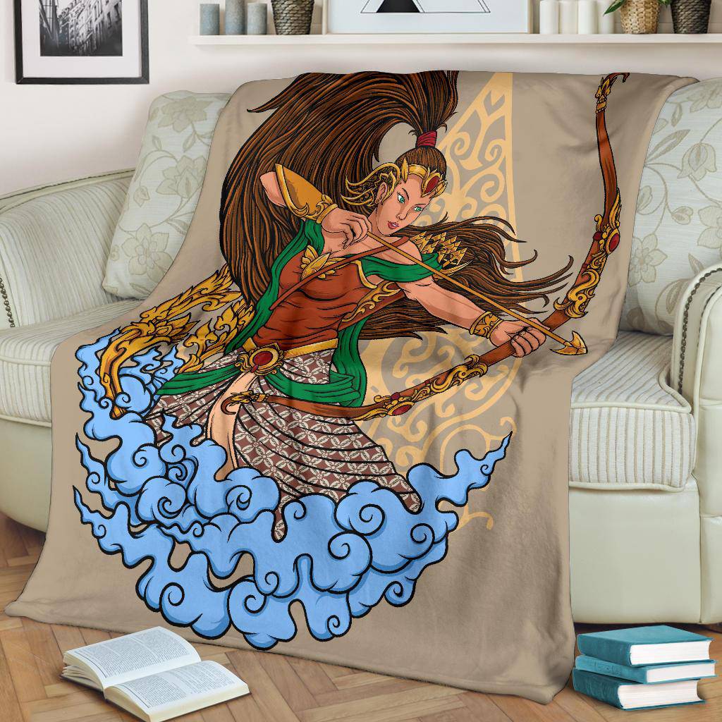 Female Goddess With Bow Beautiful Cartoon Style Premium Blanket - Top Content | POD Collection | Free Shipping